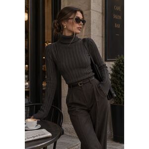 The Cashmere Project 100% Cashmere Turtleneck Sweater Womens M Black Ribbed